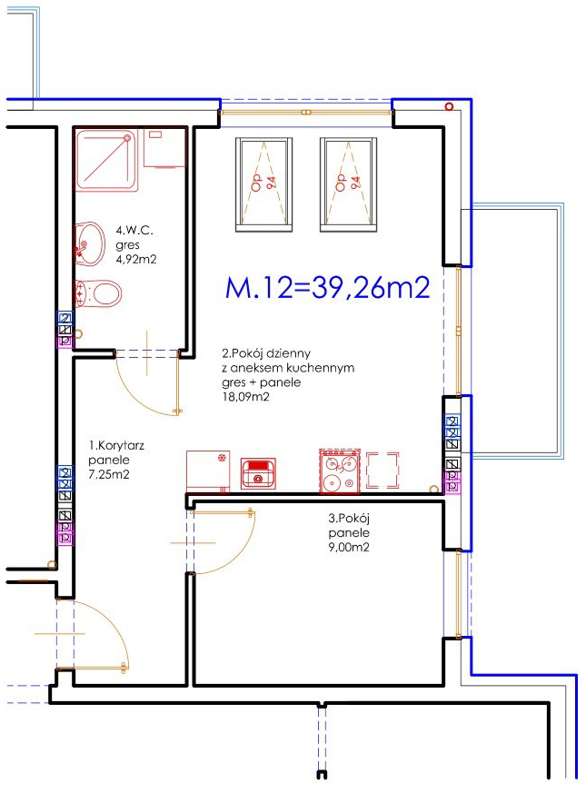 Osiedle Kurkowe – Budynek A – Piętro II – Mieszkanie AM-12