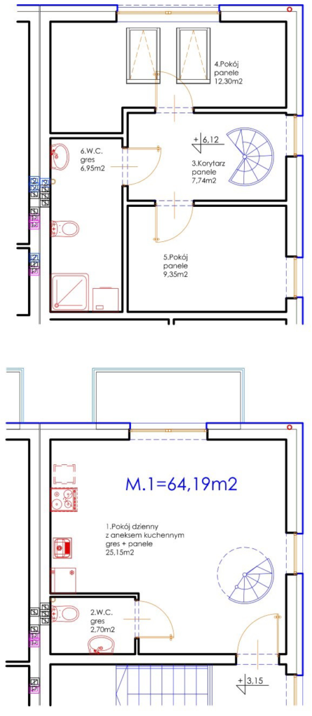 Osiedle Kurkowe – Budynek CD – Piętro I i II – Mieszkanie DM-1