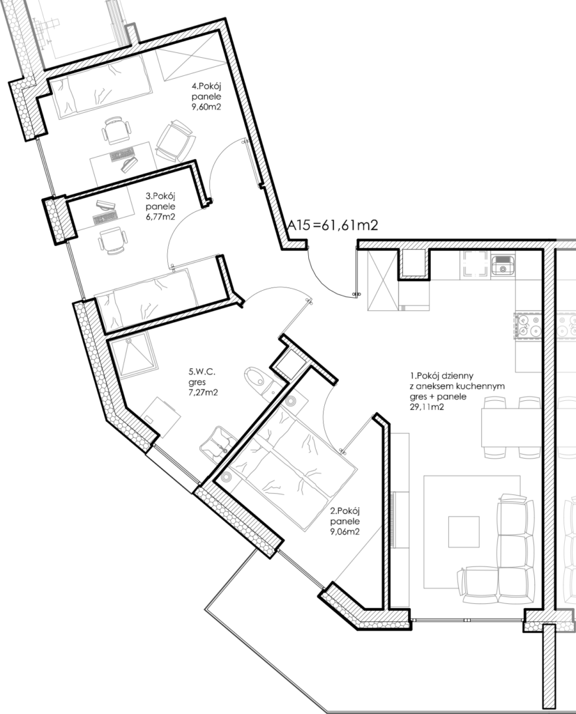 Osiedle Lniane – Segment A – Piętro I – Mieszkanie A-15