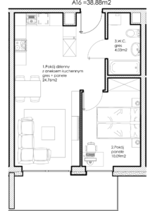 Osiedle Lniane – Segment A – Piętro I – Mieszkanie A-16