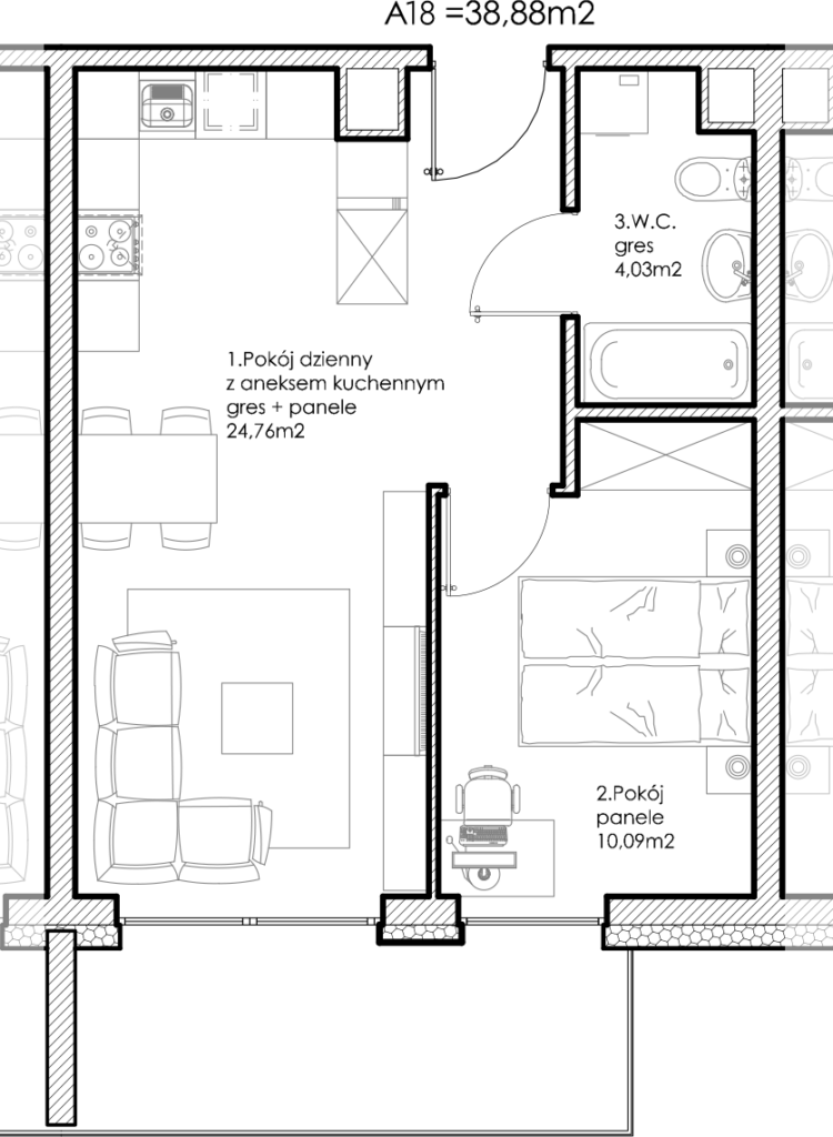 Osiedle Lniane – Segment A – Piętro I – Mieszkanie A-18