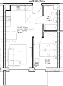Osiedle Lniane – Segment A – Piętro I – Mieszkanie A-20