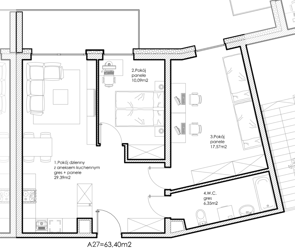 Osiedle Lniane – Segment A – Piętro I – Mieszkanie A-27