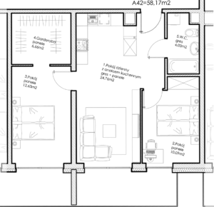 Osiedle Lniane – Segment A – Piętro II – Mieszkanie A-42
