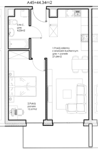Osiedle Lniane – Segment A – Piętro II – Mieszkanie A-45