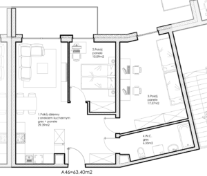 Osiedle Lniane – Segment A – Piętro II – Mieszkanie A-46