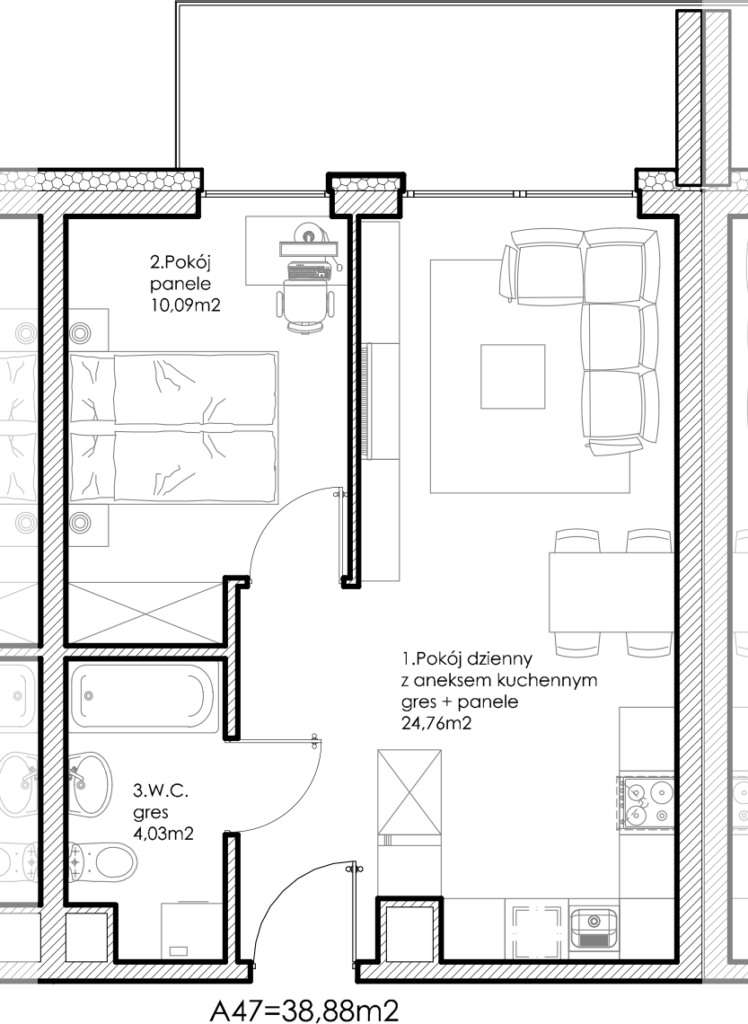 Osiedle Lniane – Segment A – Piętro II – Mieszkanie A-47