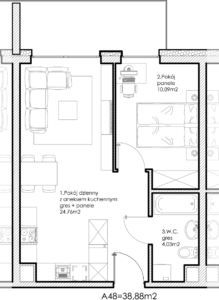 Osiedle Lniane – Segment A – Piętro II – Mieszkanie A-48