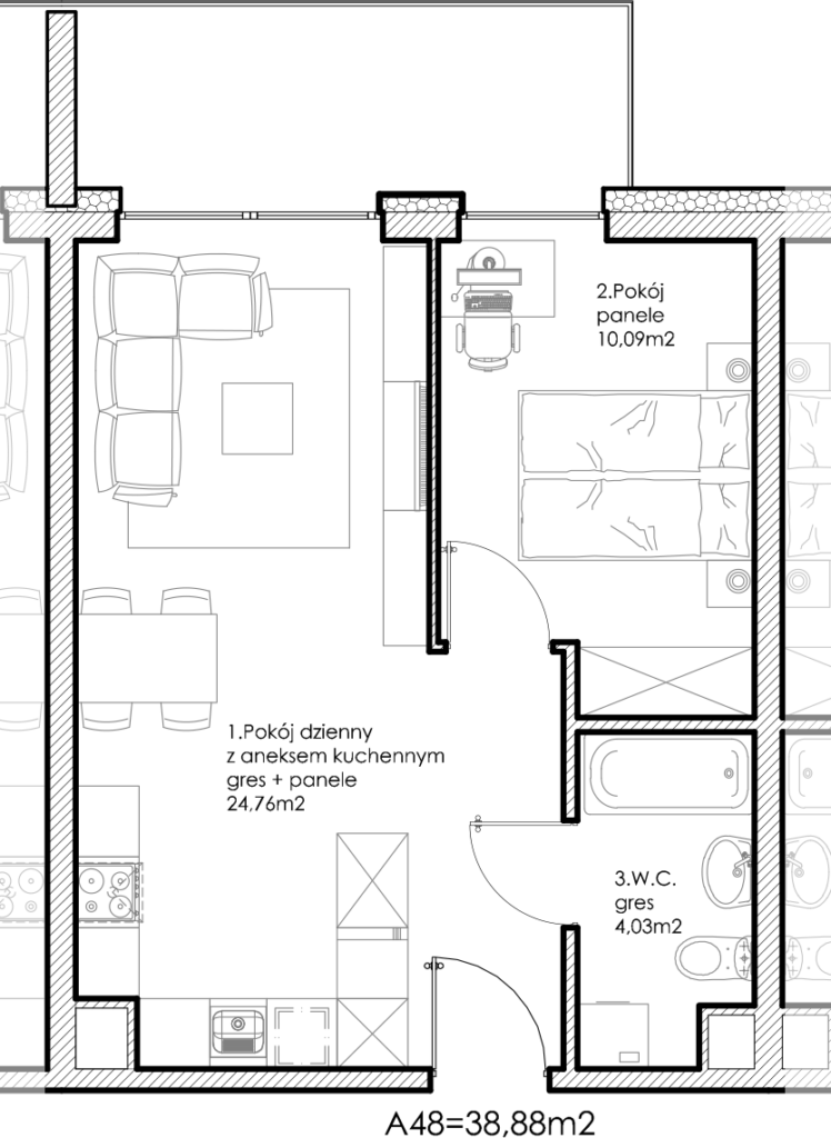 Osiedle Lniane – Segment A – Piętro II – Mieszkanie A-48