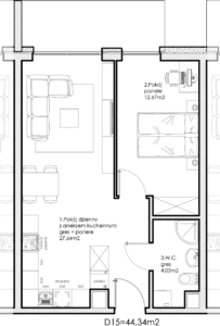 Osiedle Lniane – Segment D – Piętro I – Mieszkanie D-15